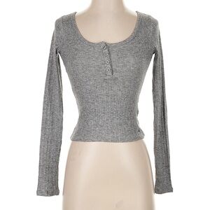 Hollister Heather Gray Ribbed Long Sleeve Tee